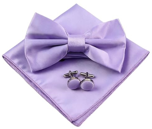 CENCERY Fliege Herren Set Mit Einstecktuch & Manschettenknöpfen | Elegantes Fliege Anzug Set in Grün Aus Seide | Geschenk für Herren