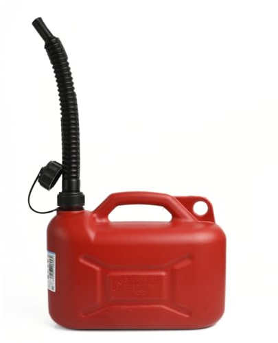 Plastic Fuel Canister with Spout Red Petrol Jerry Can for Safe Fuel Storage & Transport – Durable, Leak-Proof Fuel Container for Car, Motorcycle, Boat, Lawn Mower, Camping & More (Small - 5L)