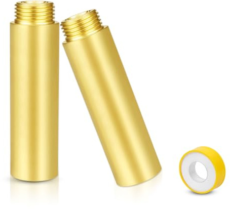 2 Stück Messing Hahnverlängerung 1 Zoll x 80 mm, 1 IG x 1 AG | DN25 Gewindeverlängerung, 80MM Messing Verlängerung Fitting, Gewindefitting Hahnverlängerung für Wasserhähne Eckventile