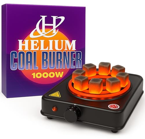Hornillo Cachimba Premium 1000W Regulador 5 Niveles - Encendido Rápido y Uniforme Carbones para Cachimba - Hornillo Electrico Cachimba para Shisha, Hookah, Narguile y Pipa de Agua - HELIUM BOWL