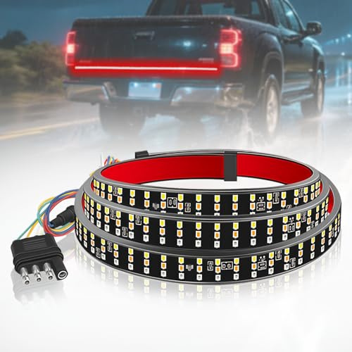 Dazeuris LED Lichtleiste Heckklappe 1.5m 60 Zoll mit Roter Bremsleuchte Weißer Rückfahrleuchte Gelbem Blinker Doppelblitz Running Wasserdicht für Pickup LKW, SUVs RVs Volle Funktionen (3 Reihen)
