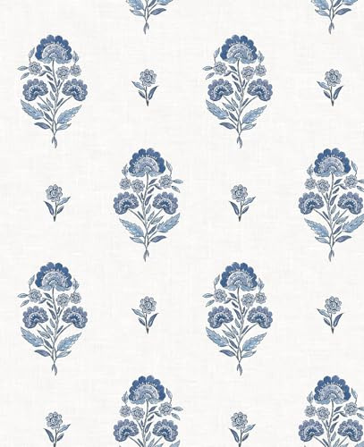 NextWall Floral Spot Premium Matte Non-Woven Peel and Stick Wallpaper (Delft Blue)