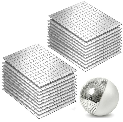 Carreaux de Mosaïque Miroir en Verre 3000 Pièces Miroirs Autocollants Mosaique Verre Pour Décoration DIY, Salle de bain, Salon, Cuisine, Bricolage (10 x 10 mm, Argent)