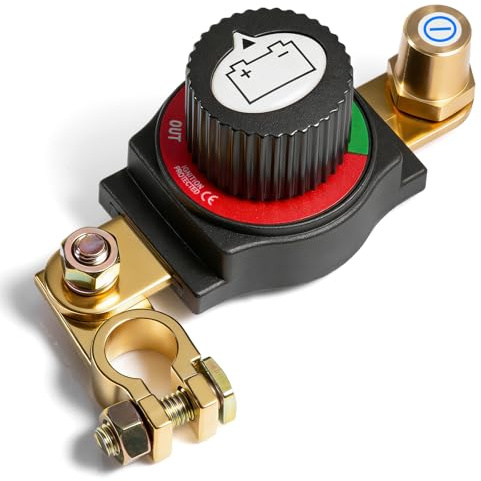 Mtchavno Stacca Batteria 12V-48V, Regolabile 180° Interruttore di Separazione Della Batteria, Stacca Batteria per Auto ON-OFF, Staccabatteria per Auto, Moto, Barca Marina, Roulotte, Yacht, Autobus