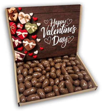 Milk Chocolate Brazils Happy Valentines Day Sweets Gift Box Hamper (RUSTIC VALENTINES FRONT)