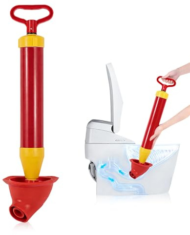 Plunger Sink Unblocker, Drain Toilet Plunger Quick Cleaning Unblocker Tools for Kitchen Bathtub Shower Removing Pipe Blockages Drains Area (Red)