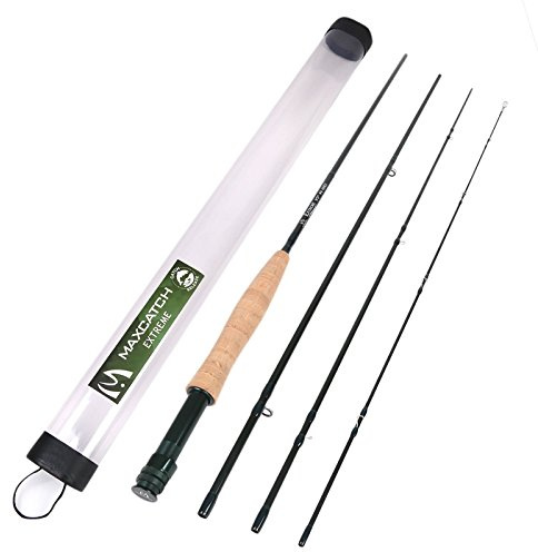 Maxcatch Explorer flugspö grafit 4-delad flugfiskespö (storlek: 3 wt, 4 wt, 5 wt, 6 wt) (grön, 8 '4 '' 3vikt)