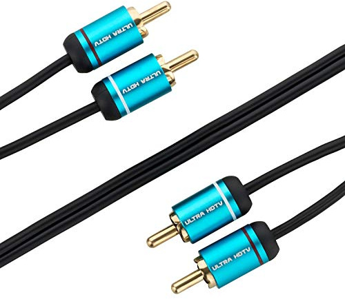 Ultra HDTV Premium Cinch-kabel - 10m 2x RCA Cinch-pluggar till 2x RCA Cinch-pluggar, anti-kink nylonhölje, helmetallproppar och guldpläterade kontakter - 1000 cm