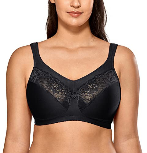 Delimira Women's Minimizer Bra Full Cup Plus Size Non Padded Comfort Wireless Black 38F