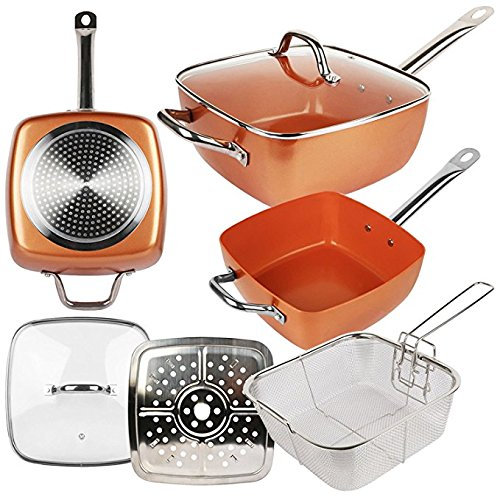 Thulos Sartén de Cobre con Revestimiento cerámico Antiadherente, 2.5 mm. de Grosor. Modelo 24 cm: 24 x 9 x 24 cm.