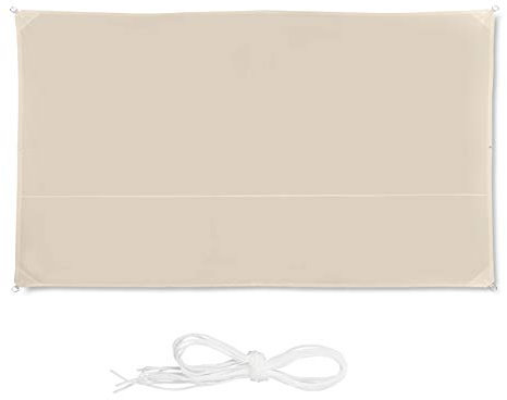 Relaxdays Sonnensegel rechteckig, wasserabweisend, UV-beständig, mit Spannseilen, Terrasse, Balkon, BxT: 2 x 4 m, beige