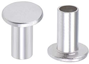 uxcell 200 Pcs 4mm x 8mm Aluminum Flat Head Semi-Tubular Rivets Silver Tone