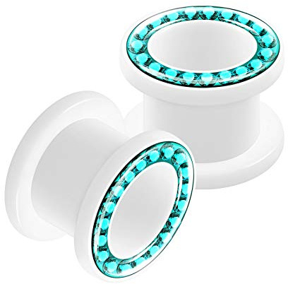 KJM Fashion 2 Stück Acryl Weiß Flesh Tunnel Kristall Piercing Schmuck, Acryl, keine Angabe