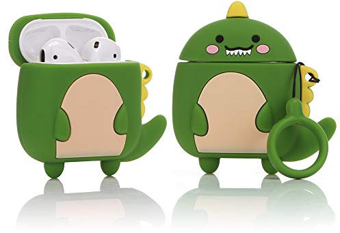 LEWOTE en Silicone Airpods Couverture Mignonne Drôle Compatible pour Apple Airpods 1 et 2 [Série Animale] (Dinosaure Mignon)
