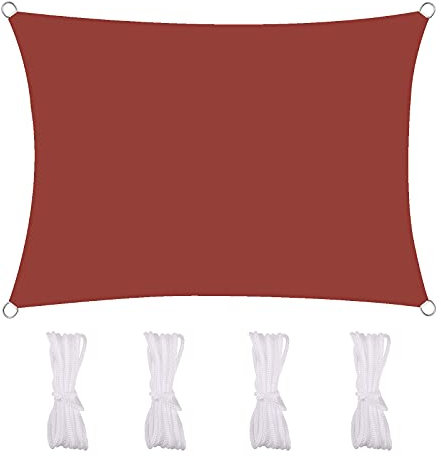 MEEYI Sonnensegel Rechteckig Wasserdicht 3X4m Sonnentuch Schattensegel 95% Beschattung UV Schutz Wetterschutz Wasserabweisend Windschutz & Tear Resistant Für Garten Terrasse Balkon, Rotwein