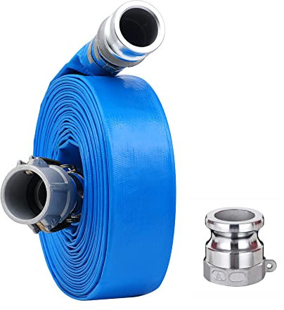 Geowaky 3,8 cm x 15,2 m PVC-Entladungsschlauch mit Aluminium-Camlock-C- und E-Armaturen, Nockenverriegelung, Typ A, Pumpen-Rückspülschlauch