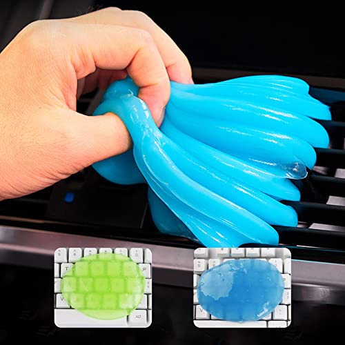 Auto Reinigungsgel für Den Innenraum, Tastatur Reiniger, Tastaturreiniger Gel, Reinigungsknete aus Umweltfreundlichem, Reiniger Universeller Staubreiniger für Laptop, Drucker, 2 Stück (Blau+Grün)