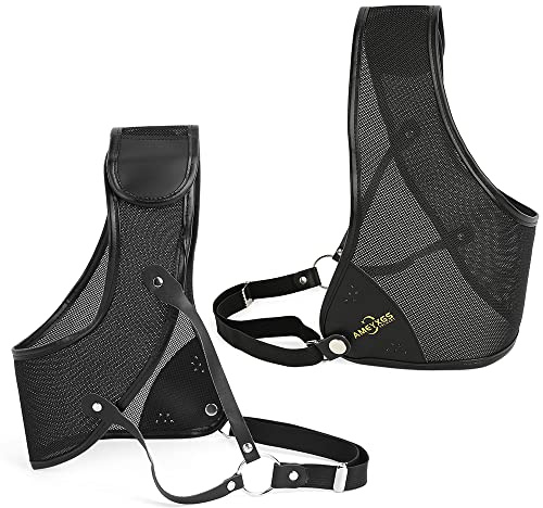 SHARROW Bogenschießen Brustschutz Verstellbarer Atmungsaktiv zum Schutz des Linken Brust Schutzausrüstung für Outdoor Sport Jagdschießen (L, Schwarz)