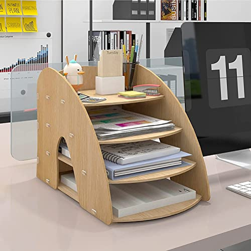 PUNCIA A4 Dokumentenablage 4 Ablagefächer aus Holz Briefablage Papierablage