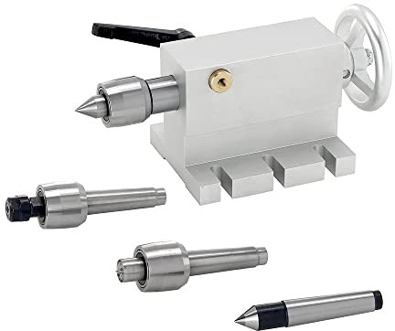 RATTMMOTOR Tornio da 65 mm, Centro Morse Kegel 2 Live-Center mobile MT2, con 4 teste intercambiabili per assi di rotazione CNC e parti di tornitura in metallo