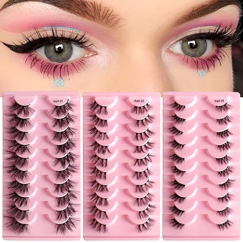 BSLVWG 10 demi - gap Faux cils oeil de chat Aspect naturel wispy faux cils demi - cils réutilisables naturels avec de courts et doux faux cils (25)
