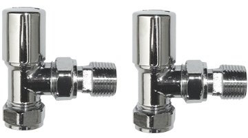 iBathUK Válvulas de radiador cromadas en ángulo de 15 mm Accesorios Radaitor, Plateado, Talla única