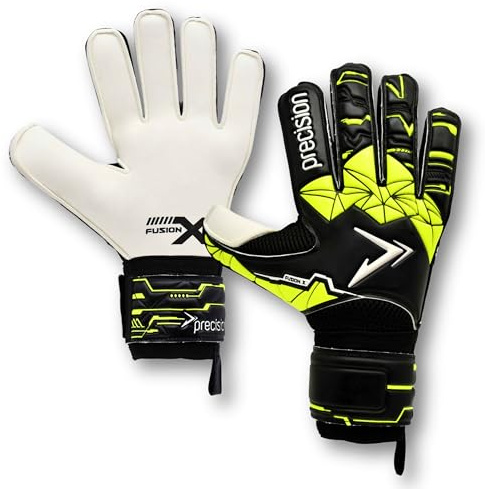 Precision Training Fusion X Flat Cut Finger Protect Gants de Gardien de But pour Adulte Noir Taille 9
