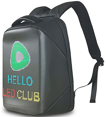 LUOOV LED Display Umhängetasche Wasserdicht Motorrad Rucksack Mit Pixel Art Animation Smart App Umhängetasche,Unterstützt Text/Bild/Gif-Animation (LED Backpack)