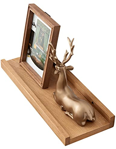 OAKERLAND Estantes flotantes de Roble Macizo para Fotos, Libros, 40cm Estantería Madera Pared para el hogar, Oficina, Dormitorio, Sala de Estar, Baño