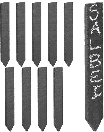 Relaxdays Pflanzenstecker 10er Set, Garten & Kräuterbeet, Pflanzenschilder zum Beschriften, 20x3 cm, Schiefer, anthrazit