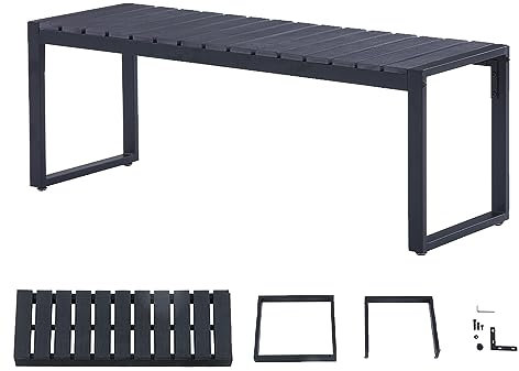 Mingone Gartenbank Wetterfest Sitzbank Parkbank Bank Holz Gartenmöbel für Balkon Terrasse Garten bis 200kg Belastbar,120cm Schwarz für 2