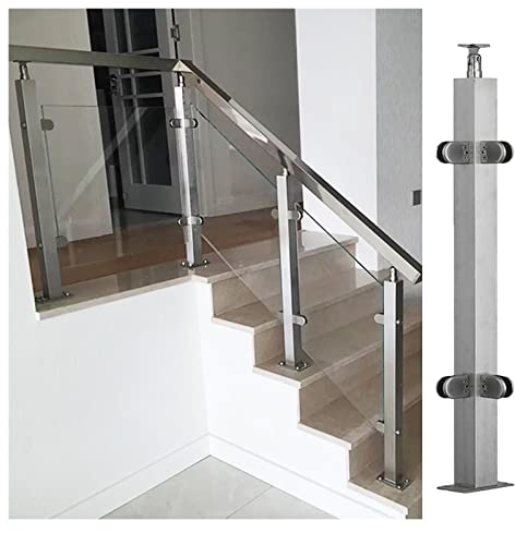 NEZIH Poste de Balustrade En Verre En Acier Inoxydable, Plancher Du Sol Commercial Balustrade En Verre Pour Le Couloir de Garage Mezzanine/Color Grey/115Cm/45.3In