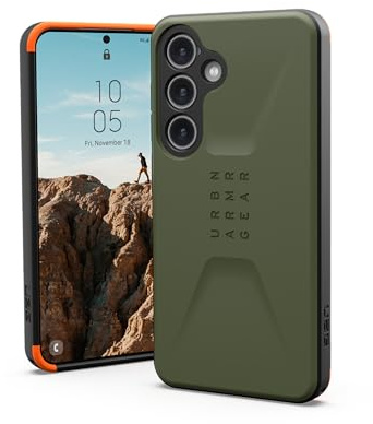 Urban Armor Gear Civilian Case Samsung Galaxy S24 Hülle [Offiziell Designed for Samsung Zertifiziert, Wireless Charging kompatibles Cover, Sturzfeste Handyhülle] Olive drab, 214437117272