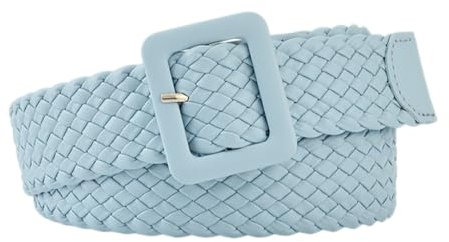 Kabelife Damen Breiter Elastischer Stoffgürtel Geflochtener Stretchgürtel Dehnbarer Gürtel Flechtgürtel Stretchgürtel Liebesschnalle Dekorative Accessoires((Blau)