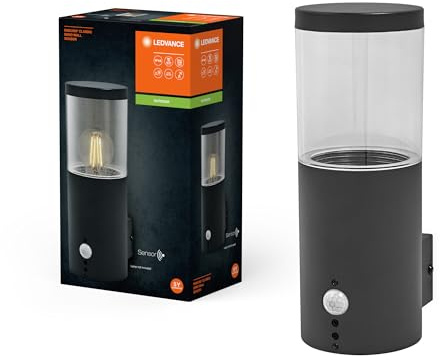 LEDVANCE ENDURA CLASSIC EBRO WALL SEN Außenleuchte, Wandleuchte, dunkelgrau, Edelstahl, einfache & schnelle Installation, IP44 Schutzklasse, Bewegungsmelder, Tageslichtsensor, rostfreier Stahl