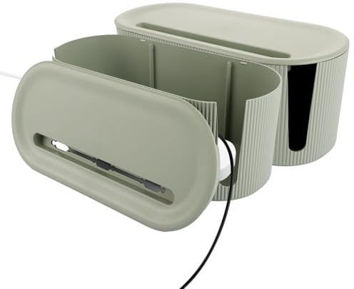 YAYODS 2 Stück Kabelbox Groß - 31x13,5x12,5cm Kabelmanagement Box - Kabel Management Box Grün - Kabel Organizer Box ABS Kunststoff - Kabel Box mit Deckel - Cable Box zum Kabel Verstecken