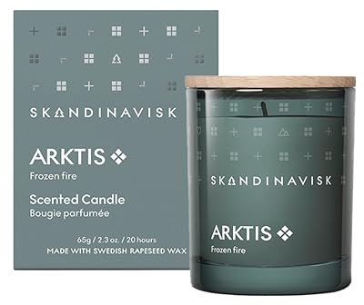 Skandinavisk ARKTIS 'Artcic' doftljus, specialupplaga, doftnoter: Vindsvepta skogar och arktisk salvia, spearmint och snöflingor, vegansk formel, 65 g