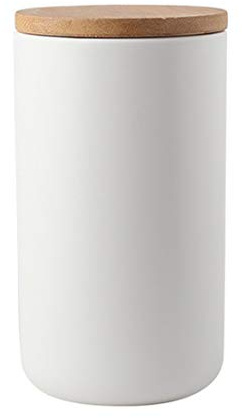 LONGTAP Ceramic Tea Coffee Sugar Canisters with Airtight Lid,30.43 OZ | Food Storage Canister Ceramic Jar Kitchen Countertop Storage Ideal for Nuts, Spice White