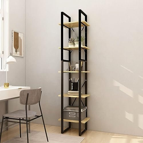 Sufrk Bücherregal 5 Fächer 40x30x175 cm BüCherregal Regal Bookshelf Bucherragel BüCher Regal Massivholz Kiefer