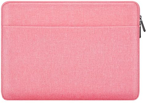 jooeer Funda Ordenador Portatil 13-14 Pulgadas Compatible con 14” MacBook Pro M4/M3/M2/M1 13”-14” Chromebook Notebook, Bolsa PC de Poliéster Impermeable Fina con Bolsillo, Rosado