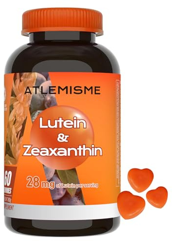 ATLEMISME Lutein Zeaxanthin Gummies mit Vitamin A - Augen Vitamine für Erwachsene & Veganer - 28.5mg Lutein + 3.7mg Zeaxanthin pro 2 Gummies - 60 Stück - Schutz vor Blaulicht & Augenstress