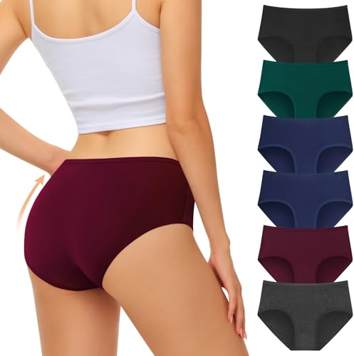 FALARY Culotte Femme Coton Respirant Slip Hipster, sous-vêtements Confortables et Doux pour Femmes Slip Culotte Sport pour Femme Pack de 6（M/GR.40, Multicolore-3）