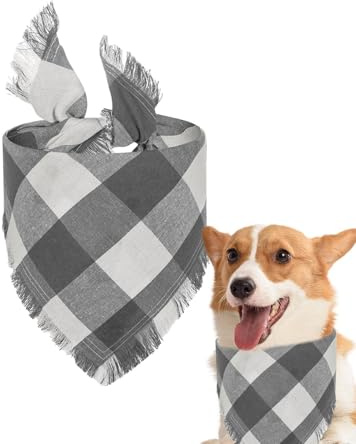 Rutig hundhalsduk, rutig hundbandana | andningsbar triangel hundbandana | tvättbara husdjurssjal, dekorativ hundhalsduk för, raser