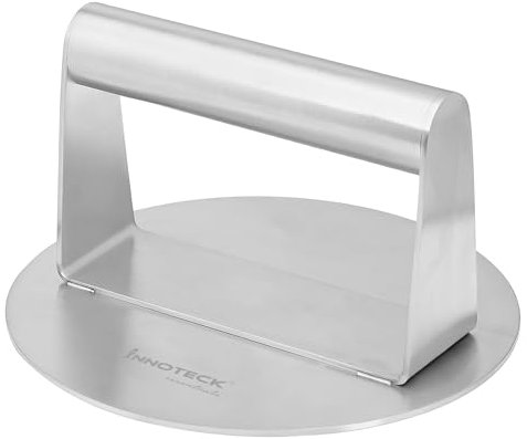 Innoteck Essentials Stainless Steel Burger Press – 14cm Round Smash Burger Press for Flat Top Grill, Hamburger Patty Maker – Non-Stick, Easy to Clean Griddle Accessory