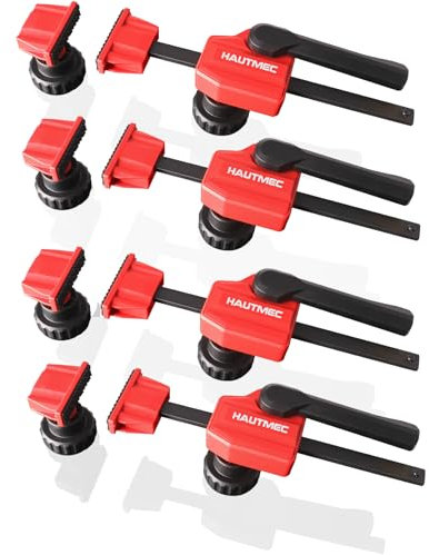 HAUTMEC Bench Dog Clamp, Quick-Release Hold Down Clamps for 19mm (3/4) Dog Holes, 170 Lbs Clamping Force, Adjustable Bench Clamps for Woodworking, Assembling, Gluing, (4 Pack) - HT0276