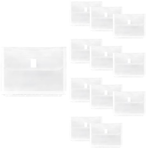 Idena 90260 - Dokumententaschen A4 aus Kunststoff, 12 Stück, Sortiermappen in Transparent mit Klettverschluss und 4-fach Lochung, ca. 31 x 23,7 cm