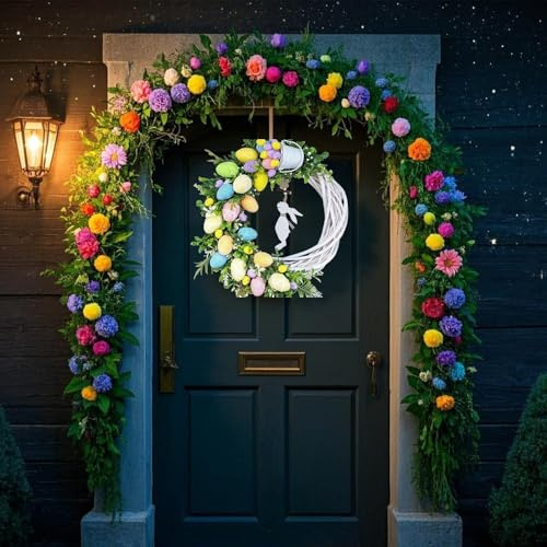 Sunfashion Villeroy & Boch Ostern,Osterdeko Outdoor Groß Türkranz Herzlich Willkommen Osterdeko Dekokranz Natur Frühling Easter Decoration Ostern Birkenbaum Dekorationen,Ostern Deko Aussen Frühling, 4