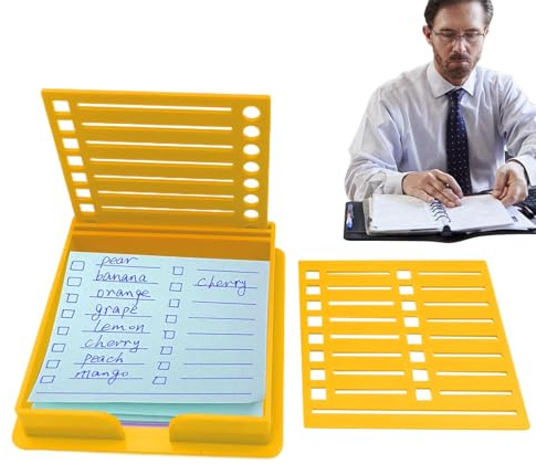 Boîte de rangement pour notes adhésives à double insert avec pochoir, organiseur portable polyvalent pour notes autocollantes de 7,6 x 7,6 cm, fournitures scolaires et accessoires de bureau