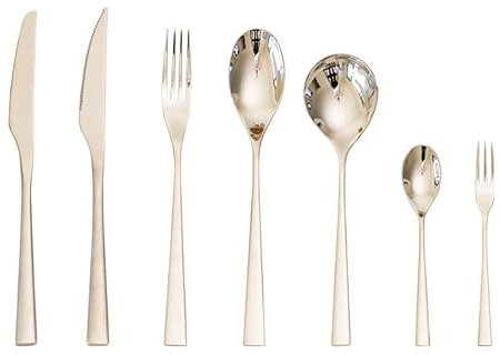 Ménagère En Argenterie, 4/16/24/32/40/48 Pièces, Ensemble De Couverts Épais En Acier Inoxydable, Couteau À Steak, Fourchette Et Cuillère, Coffret Cadeau, Argent - 4 Pièce(Silver-7 Pieces For 1)