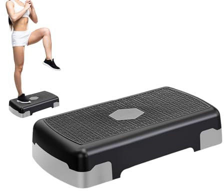 Aerobic Stepper, höhenverstellbare Workout-Steper, 3-Riser Stepboard, rutschfest, kompakt und leicht, ideal für -Fitnessstudio, Cardio-Krafttraining, 45 cm